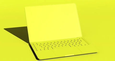 Yellow laptop, animated opening screen Video stock 150982661