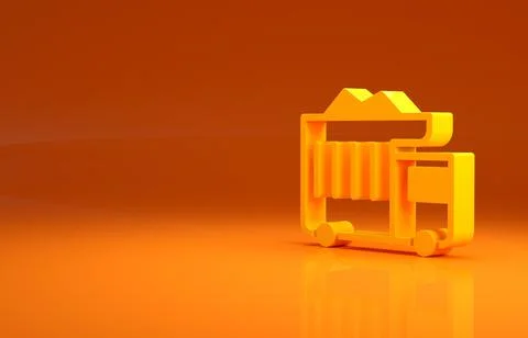 Yellow Large industrial mining dump truck icon isolated on orange background Stock Illustration