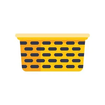 Yellow laundry basket isolated on white background Stock Illustration