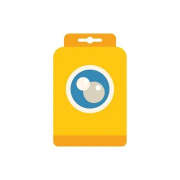 Yellow laundry detergent pods package hanging on white background Stock Illustration