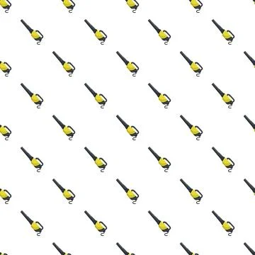 Yellow leaf blower tools creating seamless pattern background Stock Illustration
