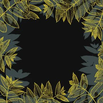 Yellow leaf frame design cover. Nature background template. Vector illustrati Stock Illustration
