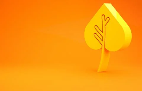 Yellow Leaf icon isolated on orange background. Leaves sign. Fresh natural pr Stock Illustration