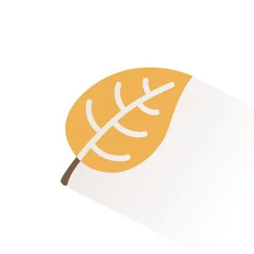 Yellow leaf icon with shadow. Flat vector illustration 스톡 일러스트