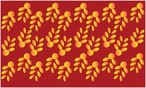 Yellow leaf shape art on dark red background Stock Illustration