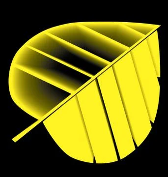 Yellow leaf tree silhouette on a black background Stock Illustration