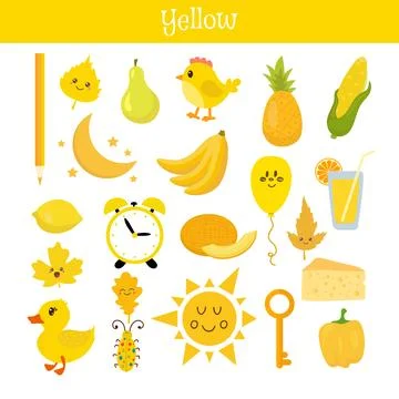 Yellow. Learn the color. Education set. Illustration of primary colors Stock Illustration