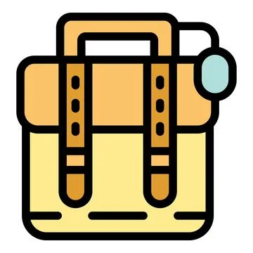 Yellow leather bag for work or school closed with buckles Stock Illustration