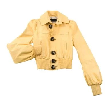 Yellow leather jacket with big bone buttons Stock Photos