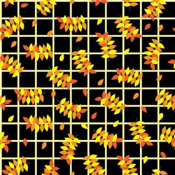 Yellow leaves seamless pattern Stock Illustration