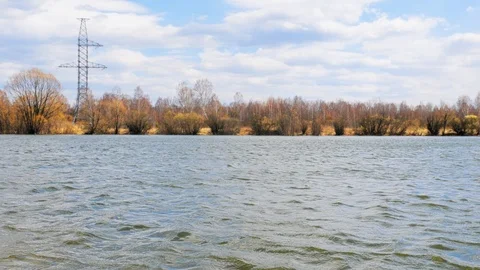 Yellow Leaves On The Trees, The Evening By The River. Stock Footage 107134423
