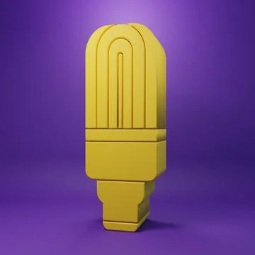 Yellow LED light bulb icon isolated on purple background. Economical LED il.. Stock Illustration