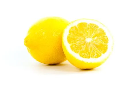 Yellow lemom on white background Stock Photos