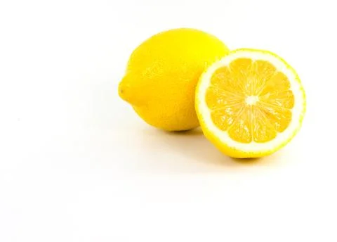 Yellow lemom on white background Stock Photos