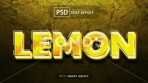 Yellow lemon 3d text effect editable PSD Template