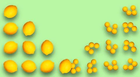 Yellow lemon and round ascorbic acid on a green background. Prevention of col Stock Illustration
