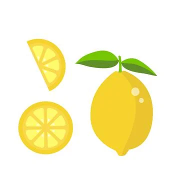 Yellow lemon and slice isolated on white Stock-Illustration