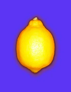 YELLOW LEMON ON BLUE BACKGROUND Stock Photos