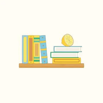 Yellow lemon bookshelf Stock Illustration