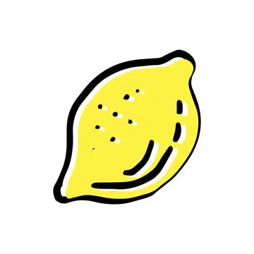Yellow lemon doodle illustration in vector. Hand drawn. Stock Illustration