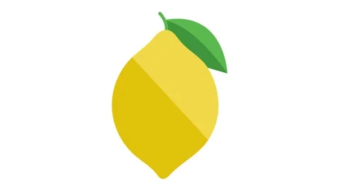 Yellow Lemon Fruit with Green Leaf in Flat Design Stock Footage 333039679