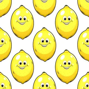 Yellow lemon fruit seamless pattern Stock Illustration