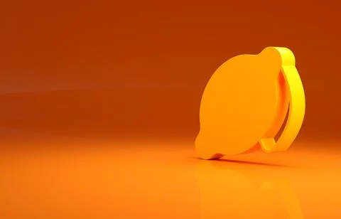 Yellow Lemon icon isolated on orange background. Minimalism concept. 3d Stock Illustration
