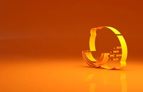 Yellow Lemon icon isolated on orange background. Minimalism concept. 3d Stock Illustration