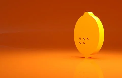 Yellow Lemon icon isolated on orange background. Minimalism concept. 3d Stock Illustration