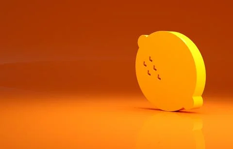 Yellow Lemon icon isolated on orange background. Minimalism concept. 3d Stock Illustration