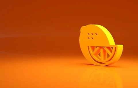 Yellow Lemon icon isolated on orange background. Minimalism concept. 3d Stock Illustration
