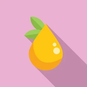 Yellow lemon juice drop falling with green leaves Stock Illustration