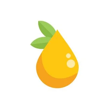 Yellow lemon juice drop falling with green leaves Stock Illustration