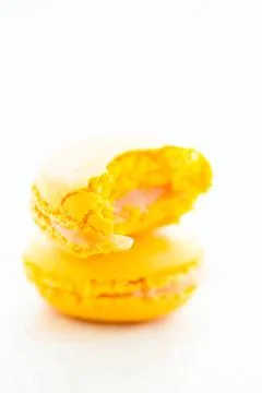 Yellow lemon macaroons Stock Photos