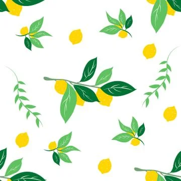 Yellow lemon seamless pattern background. Can be used for fabric, textile, ki Stock Illustration