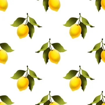 Yellow lemon. Seamless pattern background for textile fabric wallpaper wrapping Stock Illustration