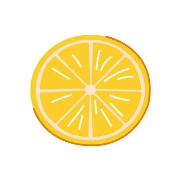 Yellow lemon slice in flat style on white background. Ideal for food packaging Stock Illustration