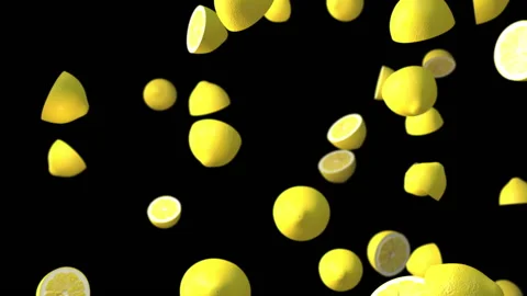 Yellow lemon slice loop particle animation Vídeos de archivo 146061042