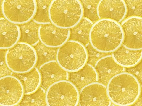 Yellow lemon slices pattern texture background Stock Illustration