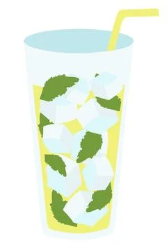Yellow Lemonade, Flat style Vector illustration. Summer Beverage.  Stock Illustration