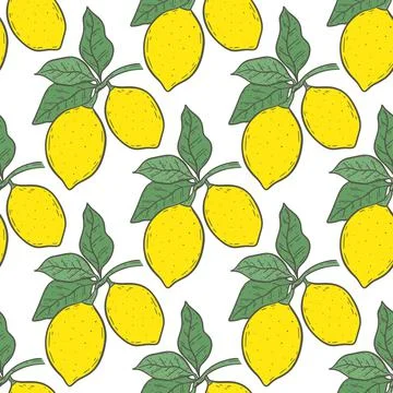 Yellow lemons seamless pattern Stock Illustration