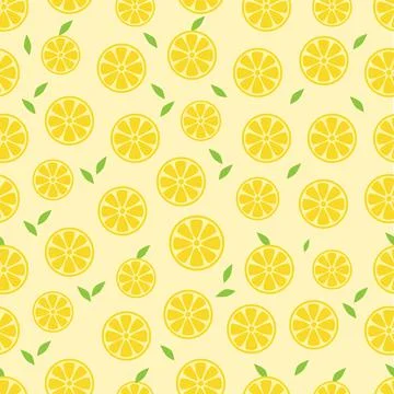 Yellow Lemons seamless repeat pattern background design Stock Illustration