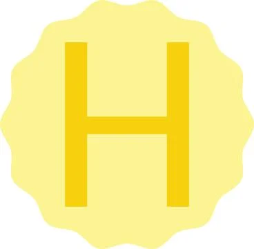 Yellow Letter H Vector Design Inside Badge Shape Isolated on White Background Stock Illustration