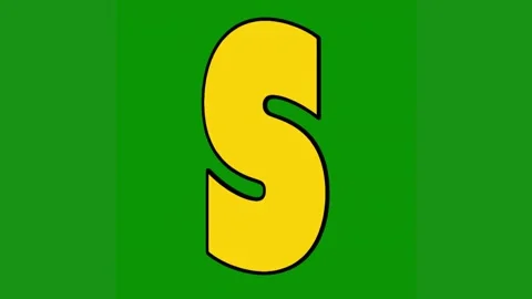 Yellow letter s green background is pink green screen animated chromakey Stockbeeldmateriaal 314064979