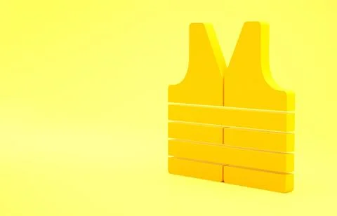 Yellow Life jacket icon isolated on yellow background. Life vest icon. Extrem Stock Illustration
