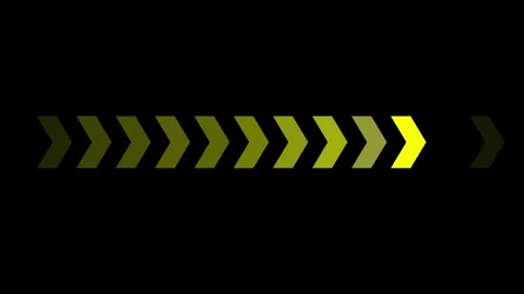 Yellow light and moving of warning arrow stripes in graphic motion Stock Footage 327632049