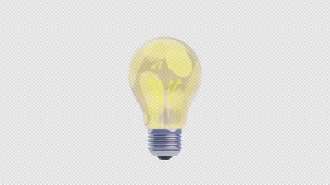 Yellow light bulb 3d animation Stock Footage 317057052