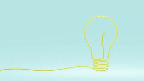 Yellow light bulb on blue background. Vídeo Stock 261492763