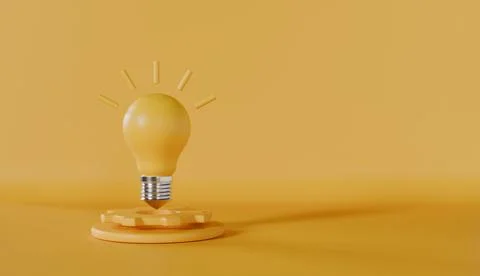 Yellow light bulb floating on gear. Concept, Idea drive and development Stock Photos