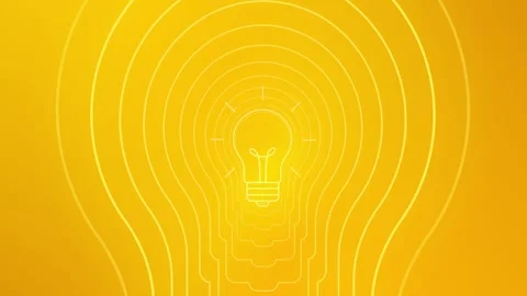Yellow light bulb idea symbol echoing animation Stock Footage 340151649